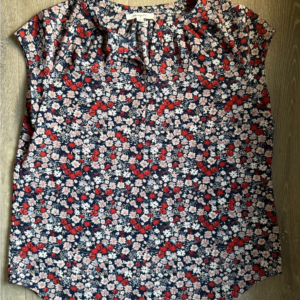 Navy Floral Women's Blouse